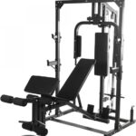 GORILLA SPORTS® Kraftstation - Verstellbar, mit Hantelbank, Latzug, Butterfly, Beincurl, Curlpult, 237x119x209,5cm, aus Stahl - Multifunktionale Fitnessstation, Multigym, Krafttraining, für Zuhause