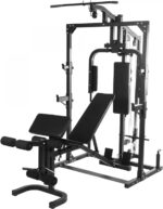 GORILLA SPORTS® Kraftstation - Verstellbar, mit Hantelbank, Latzug, Butterfly, Beincurl, Curlpult, 237x119x209,5cm, aus Stahl - Multifunktionale Fitnessstation, Multigym, Krafttraining, für Zuhause