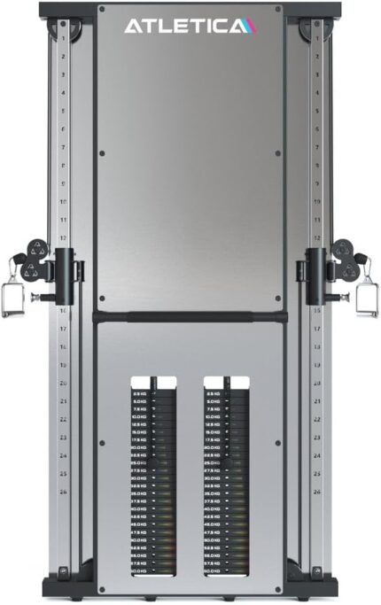ATLETICA Monolit | Wandzugstation | Duale Kabelzugstation | Nur 21cm Gerätetiefe | Passt in jeden Raum 2x60kg Gewichtsblöcke