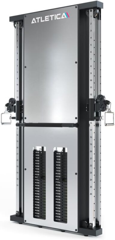 ATLETICA Monolit | Wandzugstation | Duale Kabelzugstation | Nur 21cm Gerätetiefe | Passt in jeden Raum 2x60kg Gewichtsblöcke
