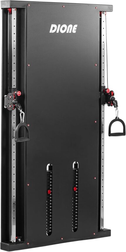 DIONE Cable Crossover 2 x 100KG Metallgewichte - Wandmontage - Kompakt 120 cm x 12 cm x 198 cm - Kabelzugstation - Kraftstation - Homegym