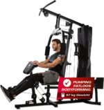 FitEngine Kraftstation | Multifunktions-Homegym für den ganzen Körper | Gewichte bis zu 67 kg einstellbar, mit Latzugstange, Beinpresse, Bizepscurl-Polster u.v.m. | Hochwertiges Stahlmaterial