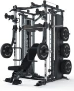 ATLETICA Fortress Multipresse Set | Target | Kraftstation mit B6 Hantelbank, Jammer Arms, Smith Machine & 360° Cable Cross | Kabelzug mit 180kg Steckgewichten