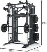 ATLETICA Fortress Multipresse Set | Target | Kraftstation mit B6 Hantelbank, Jammer Arms, Smith Machine & 360° Cable Cross | Kabelzug mit 180kg Steckgewichten