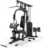 FitEngine Kraftstation | Multifunktions-Homegym für den ganzen Körper | Gewichte bis zu 67 kg einstellbar, mit Latzugstange, Beinpresse, Bizepscurl-Polster u.v.m. | Hochwertiges Stahlmaterial
