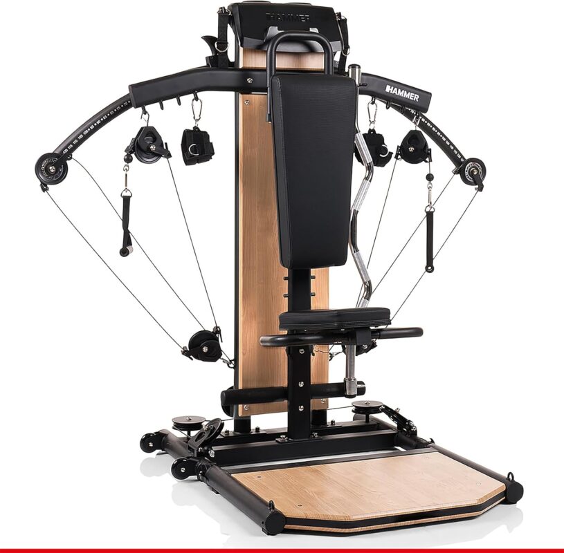 HAMMER Kraftstation BioForce MX NorsK - Fitnessstation für Zuhause, Bauchtrainer, Latzug, TNT-Widerstandstechnologie, Fitness Tower mit 125 kg Zuggewicht, über 80 Übungen, Platzsparend