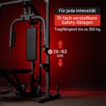 GORILLA SPORTS® Kraftstation - Verstellbar, mit Hantelbank, Latzug, Butterfly, Beincurl, Curlpult, 237x119x209,5cm, aus Stahl - Multifunktionale Fitnessstation, Multigym, Krafttraining, für Zuhause