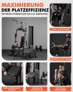 Kraftstation, Multifunktionale Kabelturm mit 69kg Gewichtsscheiben, Kabelzugstation für Zuhause mit Beinpresse, Butterfly- & Latzugstange, Curler