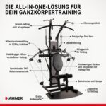 HAMMER Kraftstation BioForce Extreme Pro, Fitnessstation für zu Hause, mit TNT-Widerstandstechnologie, Fitness-Tower mit 125 kg Zuggewicht, über 140 Übungen