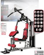 Sportstech Kraftstation HGX100/HGX300 Multifunktions-Homegym – über 45 Übungen Ganzkörper, Latzugturm, Kabelturm, Butterfly, Bankdrücken & Beinstrecker, bis 80 kg Gewichtsblock, für Zuhause