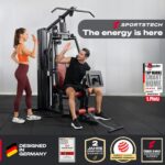 Sportstech Kraftstation für Zuhause HGX150/HGX200, Multifunktions-Homegym mit Latzug, Butterfly, Stepper & Powertower, Fitnessstation, 70kg Trainingsgewicht für Ganzkörpertraining & Muskelaufbau