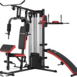 SPORTNOW Kraftstation, Multifunktionale Fitnessstation mit Butterfly- & Latzugstange, Curler, Brustpresse, Sit-Up-Bank, Fitnessgerät mit 65 kg Gewichtsblöcken, Schutzabdeckung, für Zuhause, Schwarz