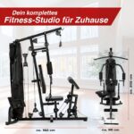 FitEngine Kraftstation | Multifunktions-Homegym für den ganzen Körper | Gewichte bis zu 67 kg einstellbar, mit Latzugstange, Beinpresse, Bizepscurl-Polster u.v.m. | Hochwertiges Stahlmaterial