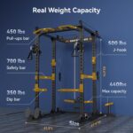 Sportsroyals Power Rack, multifunktionaler Power-Käfig mit LAT-Pulldown-Riemenscheibensystem, Kniebeugenständer mit mehr Trainingsaufsätzen für Zuhause, Fitnessstudio, 544 kg Tragkraft, Rot