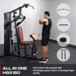 Sportstech Kraftstation für Zuhause HGX150/HGX200, Multifunktions-Homegym mit Latzug, Butterfly, Stepper & Powertower, Fitnessstation, 70kg Trainingsgewicht für Ganzkörpertraining & Muskelaufbau