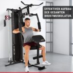 HAMMER Kraftstation Ferrum TX2 - Butterfly Trainer mit Kabelzug, mit Latzugstange, Beinpresse für Zuhause, Bizeps & Trizeps Trainingsgerät, über 45 Übungen für Bauch, Rücken & Co, 150 x 120 x 198 cm