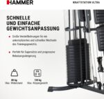 HAMMER Ultra Kraftstation, schwarz, 167 x 105 x 200 cm - Fitnessgeräte für Zuhause, Krafttraining, Fitnessstation, Home Gym