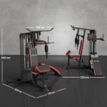 SPORTNOW Kraftstation, Multifunktionale Fitnessstation mit Butterfly- & Latzugstange, Curler, Brustpresse, Sit-Up-Bank, Fitnessgerät mit 65 kg Gewichtsblöcken, Schutzabdeckung, für Zuhause, Schwarz