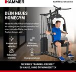 HAMMER Ultra Kraftstation, schwarz, 167 x 105 x 200 cm - Fitnessgeräte für Zuhause, Krafttraining, Fitnessstation, Home Gym