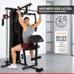 HAMMER Kraftstation Ferrum TX2 - Butterfly Trainer mit Kabelzug, mit Latzugstange, Beinpresse für Zuhause, Bizeps & Trizeps Trainingsgerät, über 45 Übungen für Bauch, Rücken & Co, 150 x 120 x 198 cm