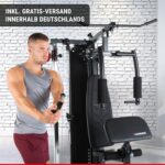 HAMMER Kraftstation Ferrum TX2 - Butterfly Trainer mit Kabelzug, mit Latzugstange, Beinpresse für Zuhause, Bizeps & Trizeps Trainingsgerät, über 45 Übungen für Bauch, Rücken & Co, 150 x 120 x 198 cm