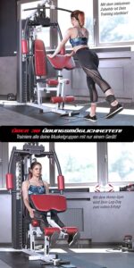 Sportstech Kraftstation HGX100/HGX300 Multifunktions-Homegym – über 45 Übungen Ganzkörper, Latzugturm, Kabelturm, Butterfly, Bankdrücken & Beinstrecker, bis 80 kg Gewichtsblock, für Zuhause