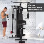 HAMMER Kraftstation Ferrum TX2 - Butterfly Trainer mit Kabelzug, mit Latzugstange, Beinpresse für Zuhause, Bizeps & Trizeps Trainingsgerät, über 45 Übungen für Bauch, Rücken & Co, 150 x 120 x 198 cm