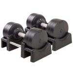 BRAINGAIN Verstellbare Kurzhantel Set 23,5kg / 32,5kg – Jetzt mit 34mm Gen 4-Griff – Gewichte in 1 Sek wechseln – Platzsparendes Homegym – Mehrere Gewichte in einem – Chrom/Schwarz
