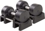 BRAINGAIN Verstellbare Kurzhantel Set 23,5kg / 32,5kg – Jetzt mit 34mm Gen 4-Griff – Gewichte in 1 Sek wechseln – Platzsparendes Homegym – Mehrere Gewichte in einem – Chrom/Schwarz