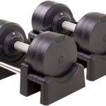 BRAINGAIN Verstellbare Kurzhantel Set 23,5kg / 32,5kg – Jetzt mit 34mm Gen 4-Griff – Gewichte in 1 Sek wechseln – Platzsparendes Homegym – Mehrere Gewichte in einem – Chrom/Schwarz