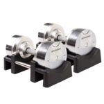BRAINGAIN Verstellbare Kurzhantel Set 23,5kg / 32,5kg – Jetzt mit 34mm Gen 4-Griff – Gewichte in 1 Sek wechseln – Platzsparendes Homegym – Mehrere Gewichte in einem – Chrom/Schwarz