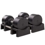 BRAINGAIN Verstellbare Kurzhantel Set 23,5kg / 32,5kg – Jetzt mit 34mm Gen 4-Griff – Gewichte in 1 Sek wechseln – Platzsparendes Homegym – Mehrere Gewichte in einem – Chrom/Schwarz