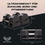 BRAINGAIN Verstellbare Kurzhantel Set 23,5kg / 32,5kg – Jetzt mit 34mm Gen 4-Griff – Gewichte in 1 Sek wechseln – Platzsparendes Homegym – Mehrere Gewichte in einem – Chrom/Schwarz