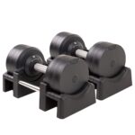 BRAINGAIN Verstellbare Kurzhantel Set 23,5kg / 32,5kg – Jetzt mit 34mm Gen 4-Griff – Gewichte in 1 Sek wechseln – Platzsparendes Homegym – Mehrere Gewichte in einem – Chrom/Schwarz