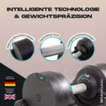 BRAINGAIN Verstellbare Kurzhantel Set 23,5kg / 32,5kg – Jetzt mit 34mm Gen 4-Griff – Gewichte in 1 Sek wechseln – Platzsparendes Homegym – Mehrere Gewichte in einem – Chrom/Schwarz