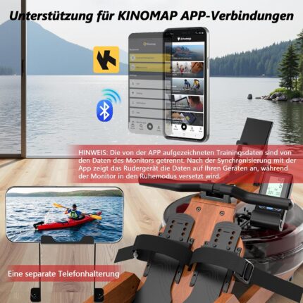 Wenoker Wasser Rudergerät für Zuhause aus FSC-Massiv-Eiche -180° Klappbares