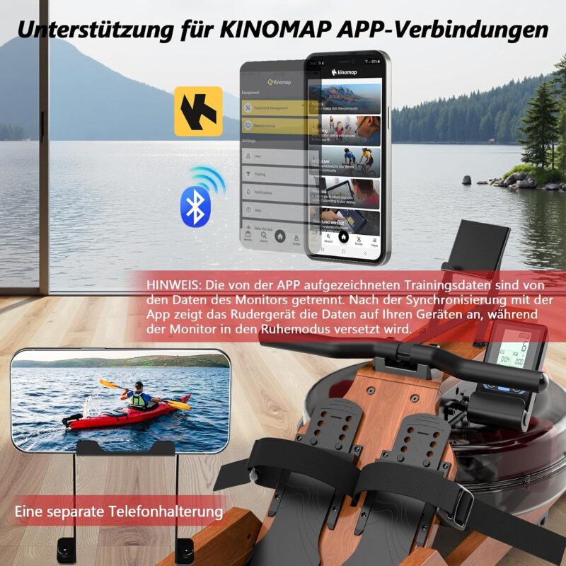 Wenoker Wasser Rudergerät für Zuhause aus FSC-Massiv-Eiche -180° Klappbares