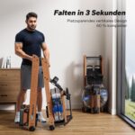 MERACH Rudergerät für Zuhause, Wasser-Rudergerät aus Holz, 180° klappbar