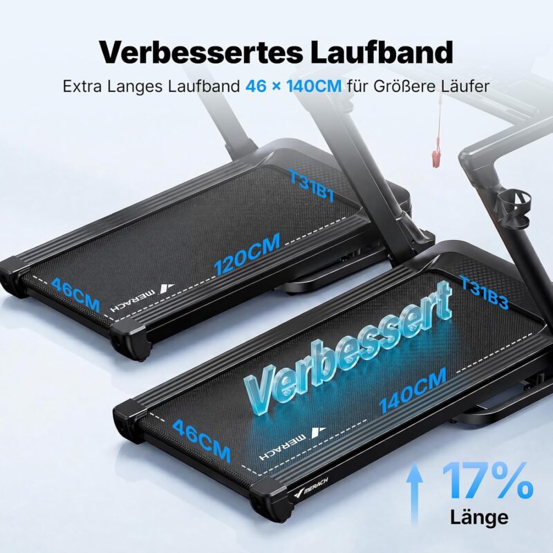 MERACH T31 Laufband Für Zuhause, 46 * 140CM/46 * 120CM Laufbereich
